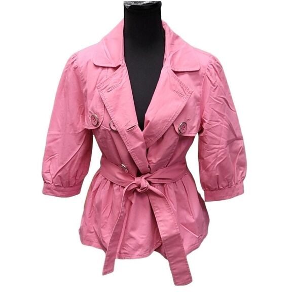 INC Pink Double Breasted Pink Belted Jacket - Picture 1 of 13